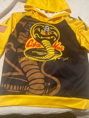 Cobra Kai Yellow & Black Cobra Kai Logo Hoodie Youth Large Pullover 18P2P 20.5L
